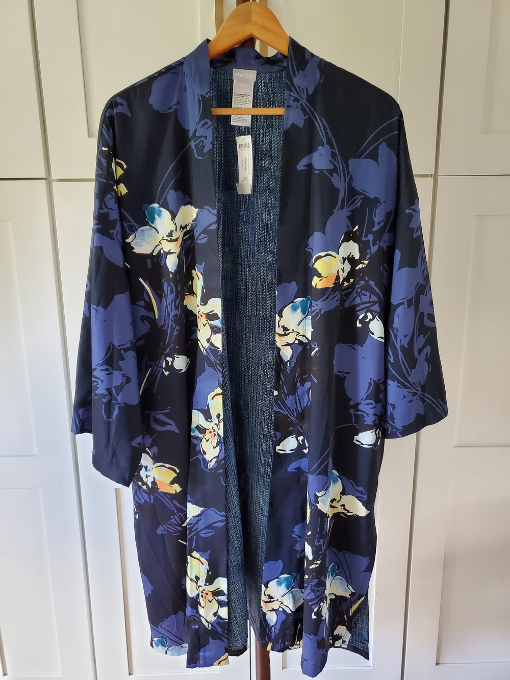 Chico's Navy and Light Blue Patterned Jacket